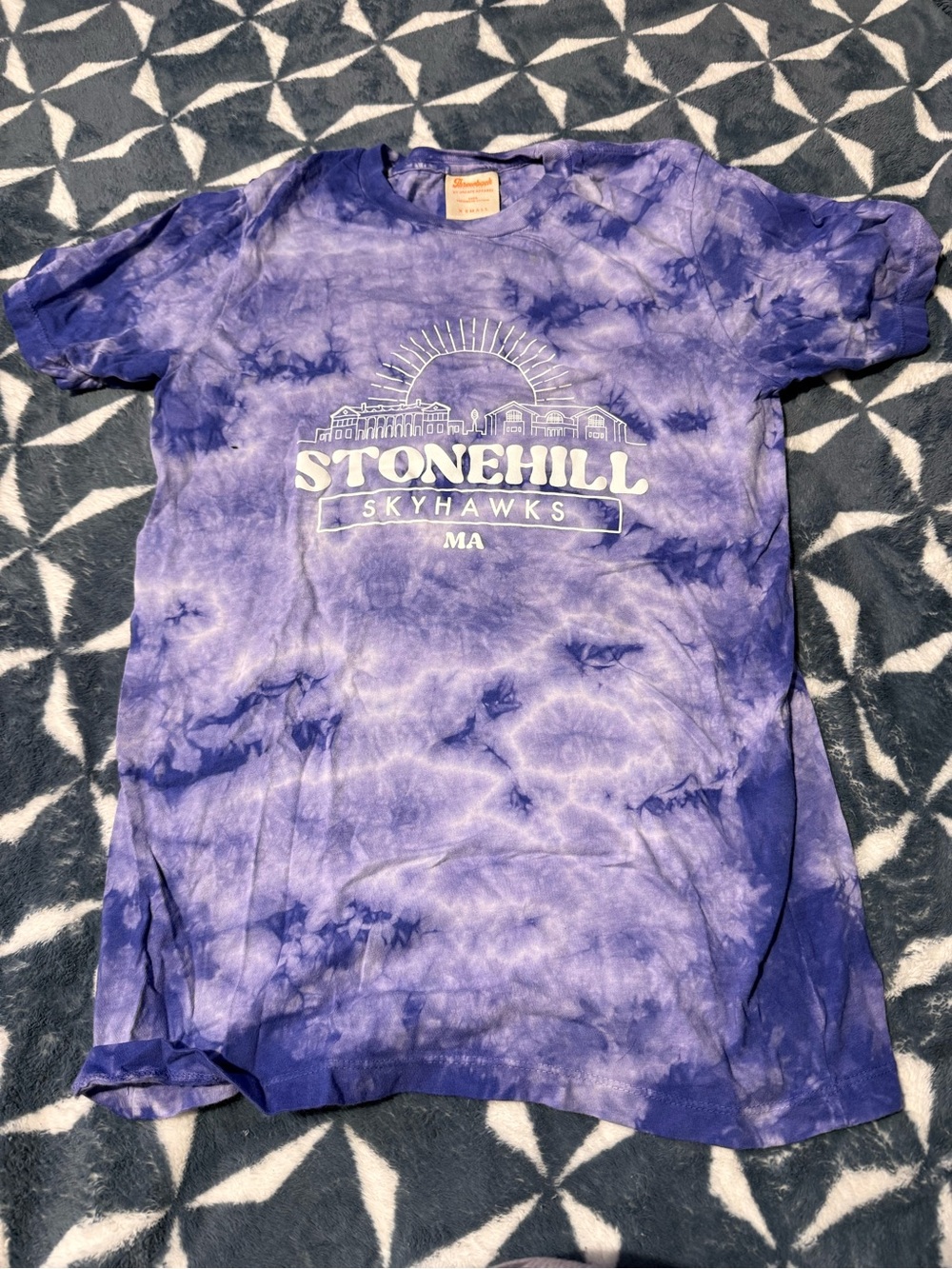 Stonehill Skyhawks Tie-Dye Purple Graphic T-Shirt